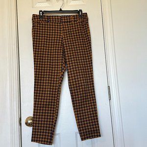 Women's Mid-Rise Pixie Skinny Ankle Pants, Mustard and Navy Houndstooth